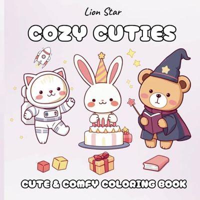 COZY CUTIES: Coloring Book for Adults and Teens Featuring Super Cute Animal Characters with Easy and Simple Designs for Relaxation