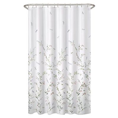 MAYTEX Tenda da Doccia in Tessuto Semi Velato con libellule Misto Poliestere, Multicolore, 70x72(Inches)