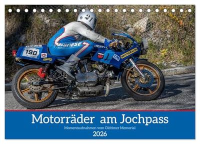 Motorräder am Jochpass (Tischkalender 2026 DIN A5 quer), CALVENDO Monatskalender: Motorradlegenden in Ihrem Element.