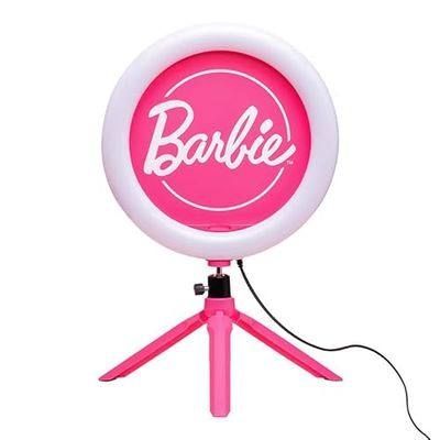 Barbie Streaming Light - Luce ad anello regolabile con licenza ufficiale con supporto per telefono, 3 modalità di luce, calda, fresca e neutra, regalo per ragazze | Paladone