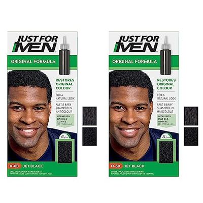 Just For Men Original Formula Jet Black Hair Dye, Targets Only The Grey Hairs, Restoring The Original Colour For a Natural Look – H60 (Pack of 2)