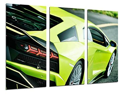 Cuadro Moderno Fotografico Coche Deportivo, superdeportivo Verde Huracan Rear, 97 x 62 cm, Ref. 27226