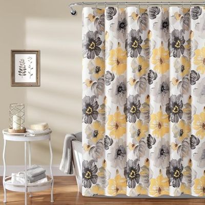 Lush Decor Tenda da Doccia Leah, Poliestere, Giallo e Grigio, 72 Inches x 72 Inches