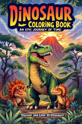 Dinosaur Coloring Book - An Epic Journay Of Time: Coloring Book for Kids Ages 4-8 | 54 Fun and Realistic Prehistoric Scenes with Facts | Perfect Gift for Boys Who Love Dinosaurs and Adventures