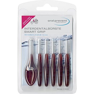 Oral Prevent - Spazzole interdentali Smart Grip 1,50 mm, 6 pezzi, colore: Marrone