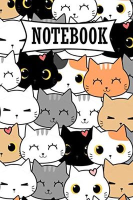 cat notebook journal: Cute Colorful cat notebook college ruled (120pages 6x9in) cat notebook for kids, girls