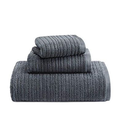 Kenneth Cole New York | Lot de 100 Serviettes Super Douces et absorbantes, résistantes à la décoloration, séchage Rapide, Coton, Gris Anthracite, 3 pièces