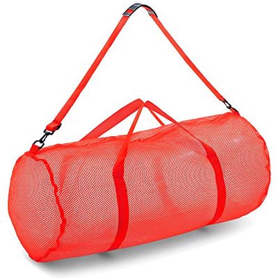 Champion Sports Sac de Sport en Maille avec Fermeture éclair et bandoulière réglable, 38,1 x 91,4 cm, Rouge – Sac de Sport surdimensionné Multifonction pour équipement, équipement de Sport, buanderie