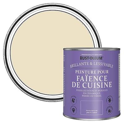 Rust-Oleum Peinture Beige Résistante à l'eau pour Faïence de Cuisine, Finition Brillante - Plume 750ml