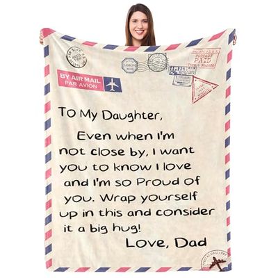UFOORO Daughter Gifts Birthday Airmail Throws Flannel Blankets Patient Gift for Daughter from Dad