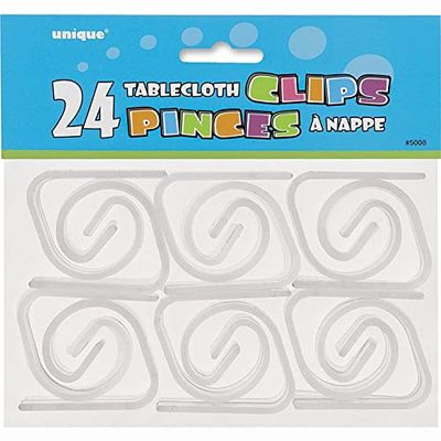 Clear Plastic Table Cover Clips (19cm) 24 Count - Heavy-Duty Tablecloth Holders for Outdoor and Indoor Events