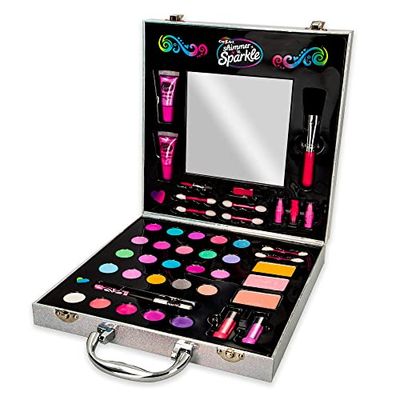 SHIMMER 'N SPARKLE - Trousse de Maquillage pour Filles, Studio de Maquillage Filles, Coiffeuse Jouet, Maquillage pour Filles, 35 Ombres et Paillettes, 8 Ans (46729)