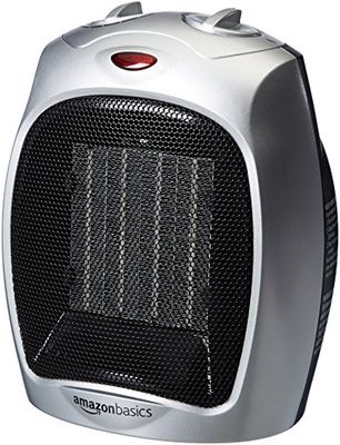Amazon Basics Keramische Kachel, 1500 W, met regelbare thermostaat, zilver