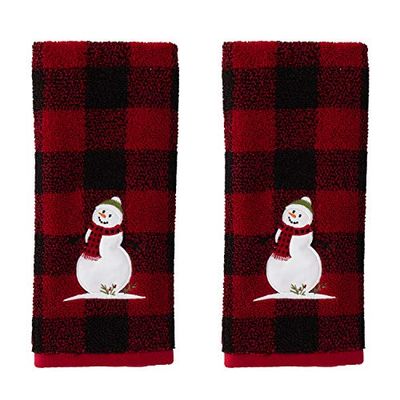 SKL Home by Saturday Knight Ltd Woodland Winter Ensemble de Serviettes essuie-Mains Rouge