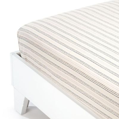 Caleffi Striped Bottom Sheet, Cotton, Natural, Double