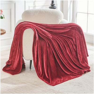 GC GAVENO CAVAILIA Sherpa fleecefilt enkel 130 x 150 cm | flanell vanliga filtar | vinröd