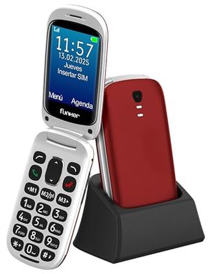 Funker E300 Max Audio 3 4G, Telefono movil tapa fácil de usar, Teclas y Pantalla grandes, AudioPRO compatible con audífonos, volumen muy fuerte con Amplificador, Configuración Remota, Botón SOS (Rojo)