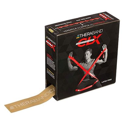 THERABAND CLX - Fascia di resistenza senza lattice, pilates, palestra domestica, HIIT, fisioterapia, attrezzature per la riabilitazione e il fitness, 22 metri, oro, massimo Elite
