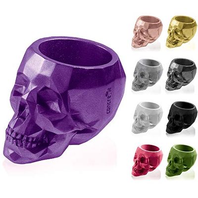 CONCRETTE Macetero de Cemento, Maceta de hormigón, Calavera, de bajo Polo, diámetro de 7,6 cm, Color Violeta Metalizado/Violeta, 5907699073849