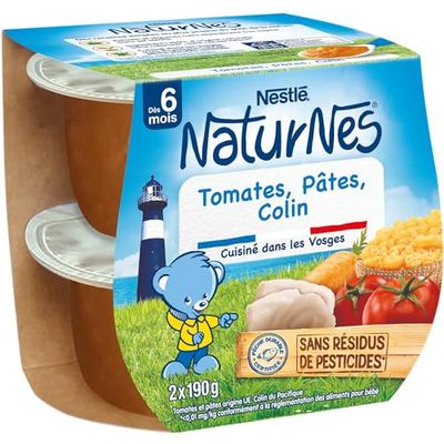 NESTLE NATURNES Tomate Pâte Colin 2x190g dés 6 mois