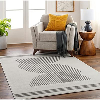 Livabliss Livorno Tappeto Salotto Moderno Astratto Tappeto Soggiorno, Camera da Letto, Pranzo Moderni Tappeti Effetto Marmo, Morbido e Pelo Corto, Ampio 152x213 cm, Avorio, Grigio
