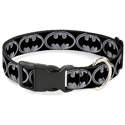 Buckle Down Batman Shield Negro/Plata plástico Clip Collar