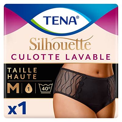 TENA Silhouette - Pantaloni da incontinenza da donna, lavabili, morbidi ed elastici, protezione 3X per perdite leggere, asciutti e sicuri con controllo degli odori, confezione da 1, colore nero,