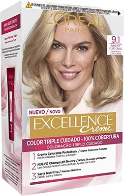L'Oreal Paris Excellence Creme Tinte, Color Rubio Claro Ceniza, 1 Unidad (Paquete de 1)