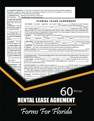 Rental Lease Agreement Forms for Florida: Residential Property Contract Between Landlord and Tenant - A Real Estate Doc Which can be used by Month or by Year