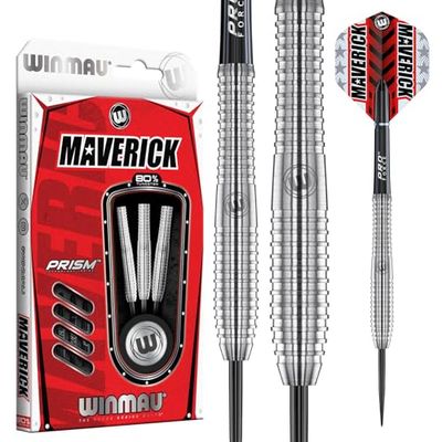WINMAU Maverick Set di Freccette in tungsteno Steeltip Professionale da 22 Grammi con Alette e steli (Alberi)