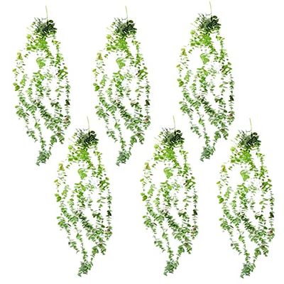 Leaf Design Artificial Hanging Plants Multipack, 6 X 80cm Eucalyptus, 80cm