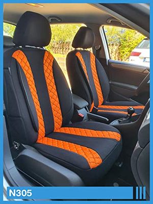 Housses de siège sur Mesure compatibles avec Toyota Verso Facelift conducteur et Passager à partir de 2013-2018 FB : N305 (Noir Orange).