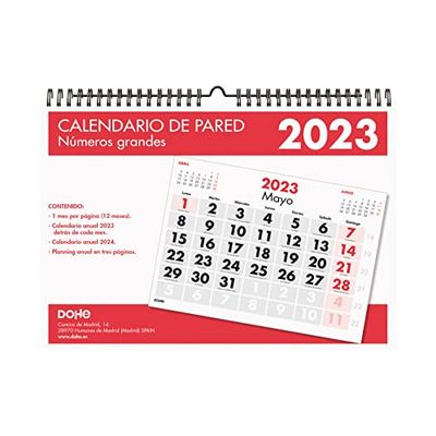 Calendario de Pared 2022 - Organizador Anual de 32 Páginas - Tamaño A4 21 x 29,7 cm - Números Grandes - Planificador Mensual Para Colgarlo en la Pared - Dohe