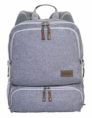 Nuby Dr. Talbot's Wickelrucksack in Grau mit Kinderwagenhaken und vielen Fächern -Inklusive Wickelunterlage - Grau