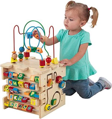 KidKraft Cubo de Actividades Deluxe de Madera, Juguete de Laberinto de Cuentas para Bebés y Niños de 1, 2 años, Centro Educativo, Juguete Divertido para Niños (63298)