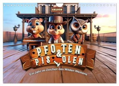 Pfoten und Pistolen: Ein Jahr im Zeichen des Wilden Westens (Wandkalender 2026 DIN A4 quer), CALVENDO Monatskalender: Ein staubiges Jahr voller Wildwest-Charme.