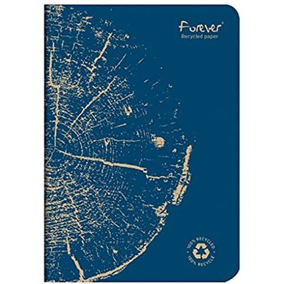 Clairefontaine 684862C - FOREVER premium carnet piqué 14,8x21cm 90g recyclé 96p ligné bleu de cobalt