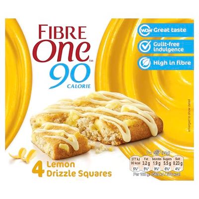 Fibre One 90 Calorie Lemon Drizzle Squares 7 x 4 x 24g