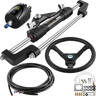 VEVOR Hydraulische bootstuurset 300 pk, hydraulische stuurset, helmpomp, hydraulische buitenboordstuurset met 20 voet hydraulische stuurslang voor bootstuursysteem