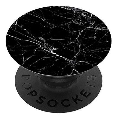 RICHMOND & FINCH PopSocket PopGrip, Support et Grip Universel Extensible pour Tablette ou téléphone. Grip avec Top Interchangeable, Compatible avec Tous Les appareils en marbre Noir - Noir