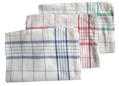 Ramon Hygiene Durable and Super Absorbent Cotton Twill Tea Towels, 53 x 76 cm, Assorted Checks, Pack of 10, Fast Drying Commercial or Home Use