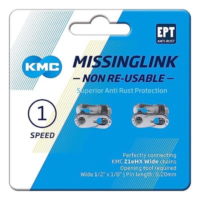 KMC Chain connector MissingLink Z1eHX Wide NR EPT Silver EPT, 2 sets pr. card