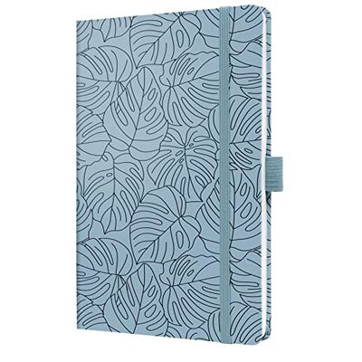 SIGEL JN353 Notizbuch Jolie, ca. A5, liniert, hellblau, schwarz: Notebook Jolie, Beauty, Blue Monstera, Hardcover