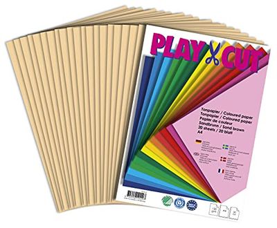 PLAY-CUT, Lot de 20 feuilles de papier de couleur unie A4 130 g/m²