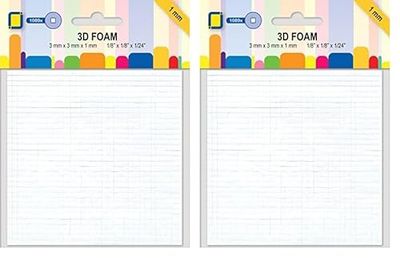 JEJE 3D Foam Dot Mini Squares-1 mm, Synthetic Material, White, 14.8 x 11.1 x 0.1 cm (Pack of 2)