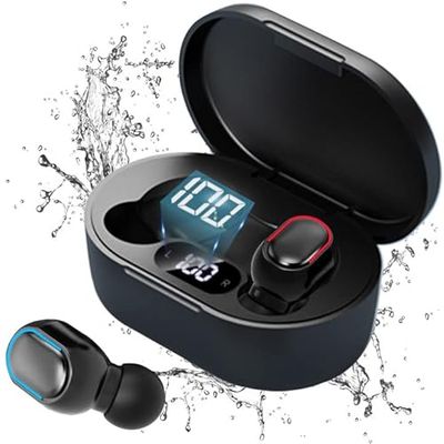 Bezprzewodowe słuchawki stereo Bluetooth Wbudowane bezprzewodowe słuchawki douszne HD Mic, bezprzewodowy zestaw słuchawkowy Bluetooth i wyświetlacz LED, wodoszczelność IPX7, szybkie ładowanie USB do