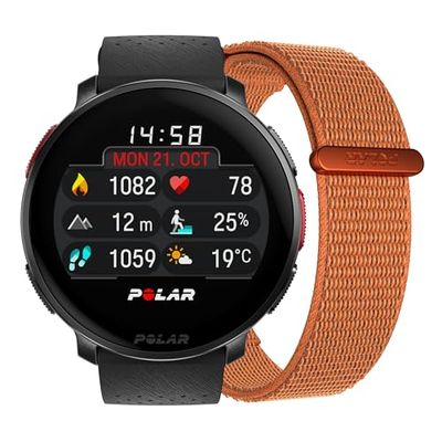 Polar Vantage V3 med ett extra hook & loop-nylonarmband, sportklocka med GPS, avancerad pulsmätare och utökad batteritid, smartklocka för män och kvinnor, offline-kartor, löparklocka