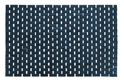 WENKO Alfombra para bañera Bamboo azul oscuro - parte inferior antideslizante, Bambú, 50 x 80 cm, Azul oscuro