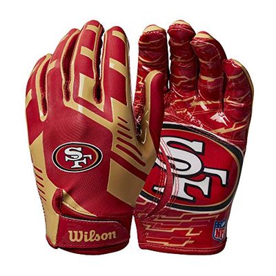 Wilson NFL Team Super Grip, Gloves Unisex-Youth, San Francisco, M (Yth)