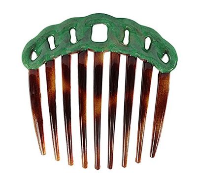 Caravan – Smalto Verde francese decorato guscio di tartaruga design a corda Twist pettine